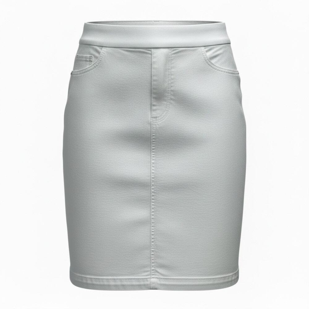 Liz Claiborne White Stretch Denim Mini Skirt Womens Size 6 Casual Classic